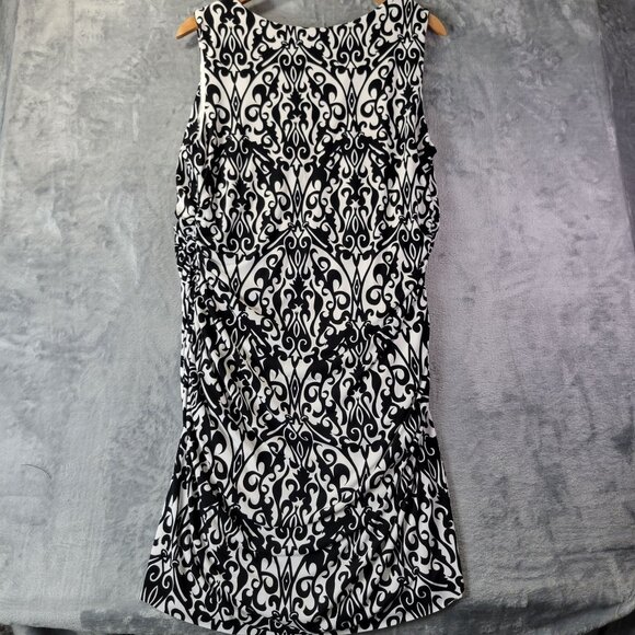 Cato Woman Plus 18W Black White Sheath Dress Ruched Stretch Sleeveless Cocktail - Picture 8 of 11